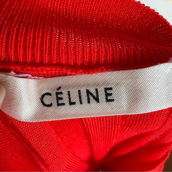 Celine 100% Wool Ribbed Red Sweater Size XS - Picture 4 of 6